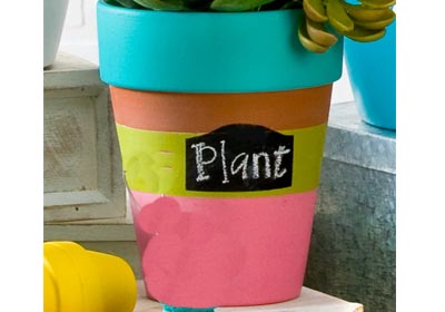 Stripes with Label Clay Pot with FolkArt Paint