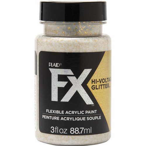 PlaidFX Hi-Voltage Glitter Flexible Acrylic Paint - Gold, 3 oz. - 36900
