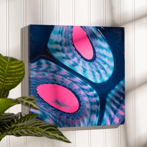 Pink and Blue Poured Circles