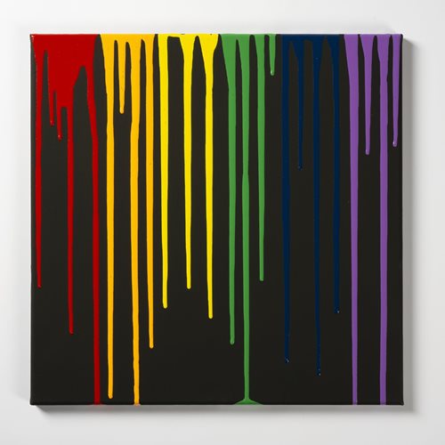 Rainbow Drips Poured Paint Canvas