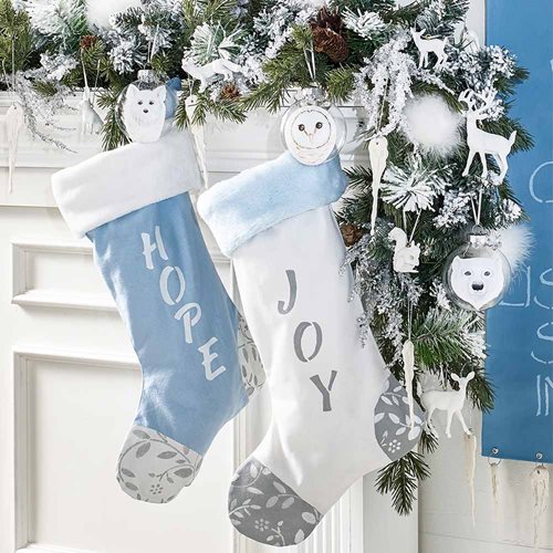 DIY White Christmas Stockings