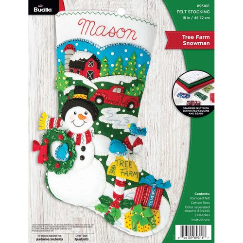 Bucilla ® Seasonal - Felt - Stocking Kits - Tree Farm Snowman - 89316E