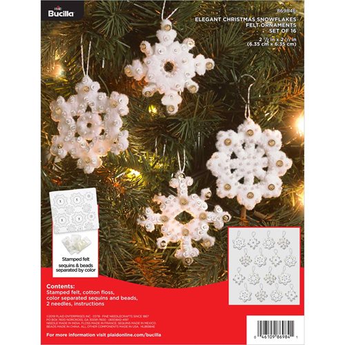 Bucilla ® Seasonal - Felt - Ornament Kits - Elegant Christmas Snowflakes - 86984E
