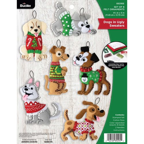 Bucilla ® Seasonal - Felt - Ornament Kits - Dogs in Ugly Sweaters - 89295E