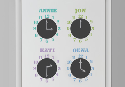 Handmade Charlotte Chalkboard Message Center Time Clocks