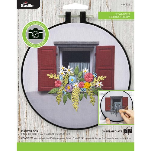 Bucilla ® Stamped Embroidery - Photgraphic - Flower Box - 49452E