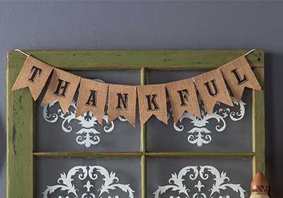 Thankful Banner with Stenciled Window
