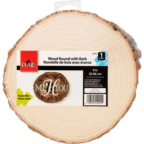 Plaid ® Wood Surfaces - Wood Round with Bark, 9" - 44944