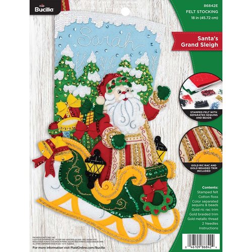 Bucilla ® Seasonal - Felt - Stocking Kits - Santa's Grand Sleigh - 86842E