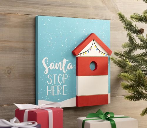 “Santa Stop Here” Holiday House Sign
