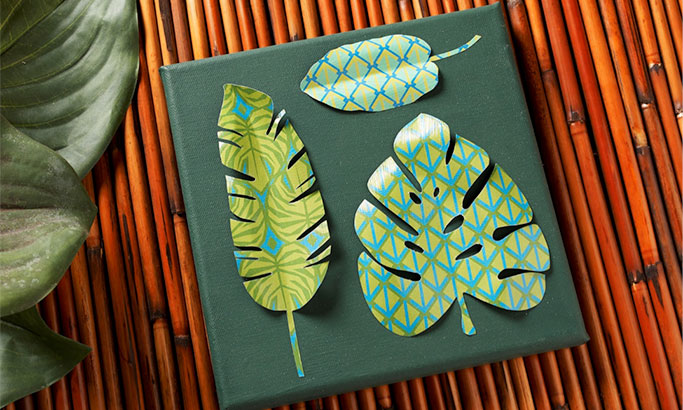 Paper Collage Art - Colorful Tropical Leaf 