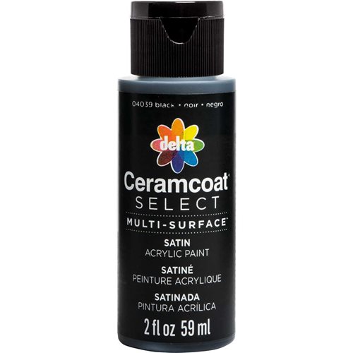 Delta Ceramcoat ® Select Multi-Surface Acrylic Paint - Satin - Black, 2 oz. - 04039