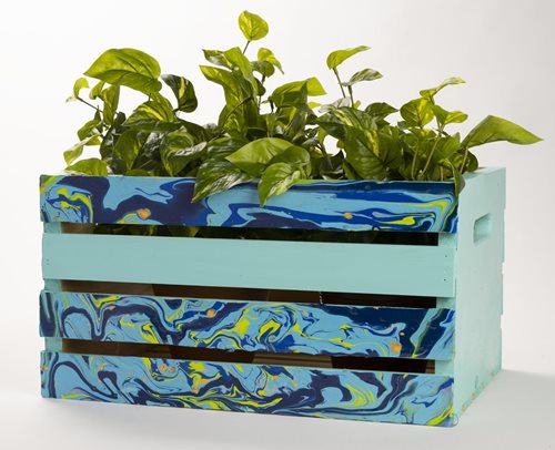 Poured and Marbled Blue Planter