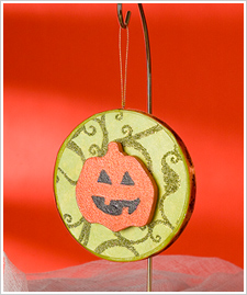 Happy Pumpkin Glitter Ornament