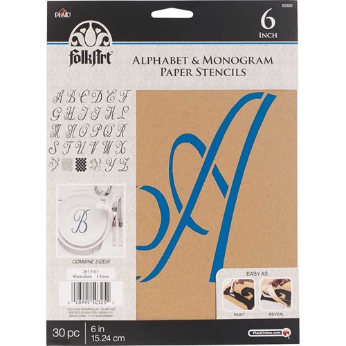 FolkArt ® Alphabet & Monogram Paper Stencils - Script Font, 6"