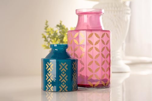 Murano Blue and Pink Vases