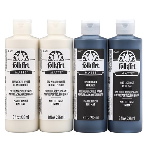 FolkArt ® Acrylic Colors - Wicker White and Licorice 4pc Kit, 8 oz. - 96413