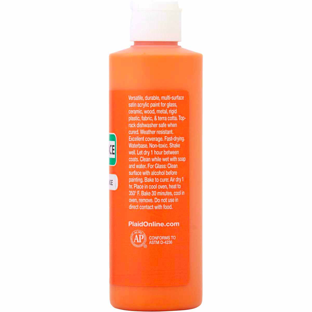 Shop Plaid Apple Barrel ® Multi-Surface Satin Acrylic Paints - Orange  Cream, 2 oz. - 13442E - 13442E