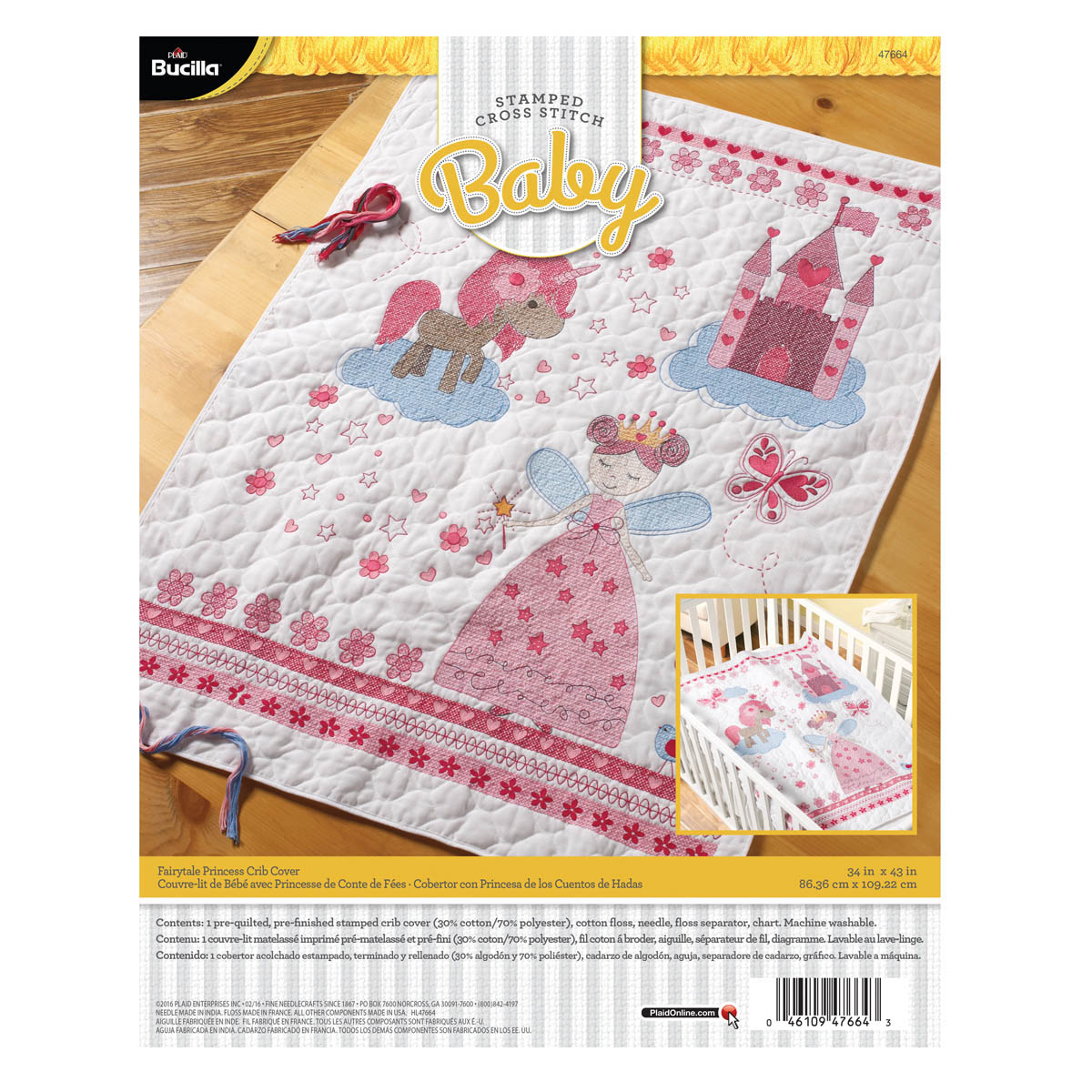 34 by 43-Inch 45386 Baseball Buddies Bucilla Stamped Cross Stitch Crib Cover Kit