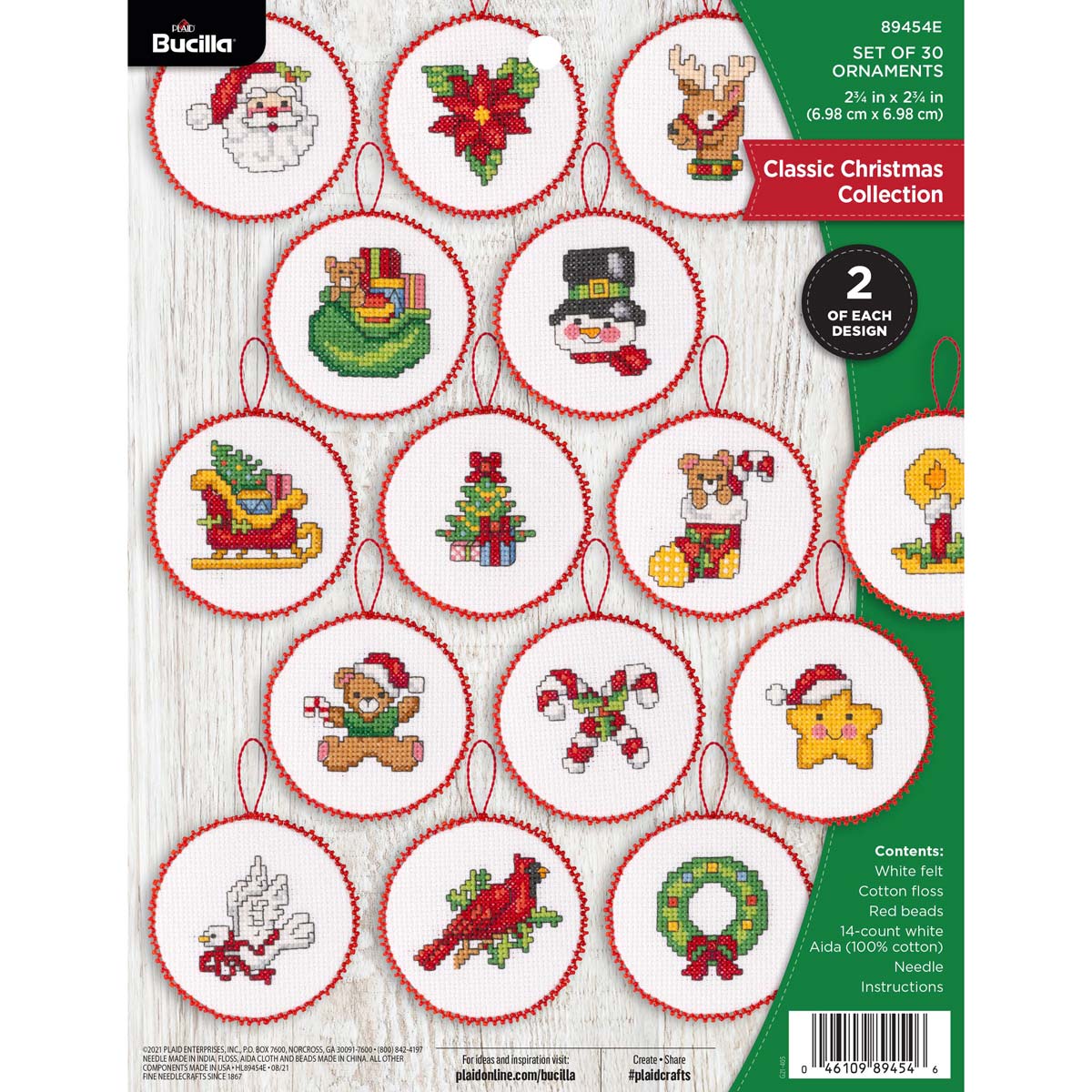 Shop Plaid Bucilla ® Seasonal - Counted Cross Stitch - Ornament Kits -  Classic Christmas Collection - 89454E - 89454E