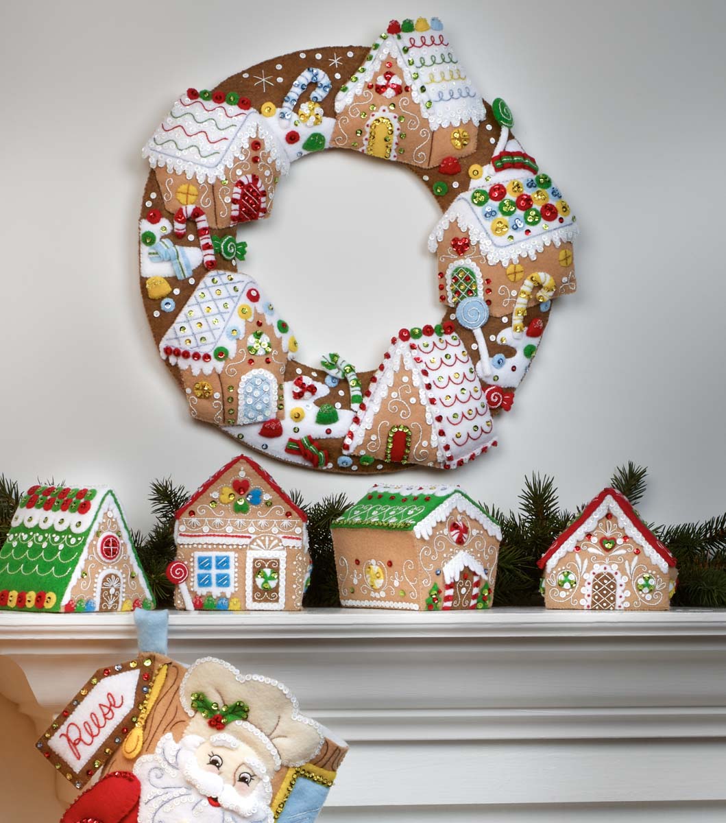 Bucilla Snow Village Wreath Felt Christmas Home Decor Kit 86686