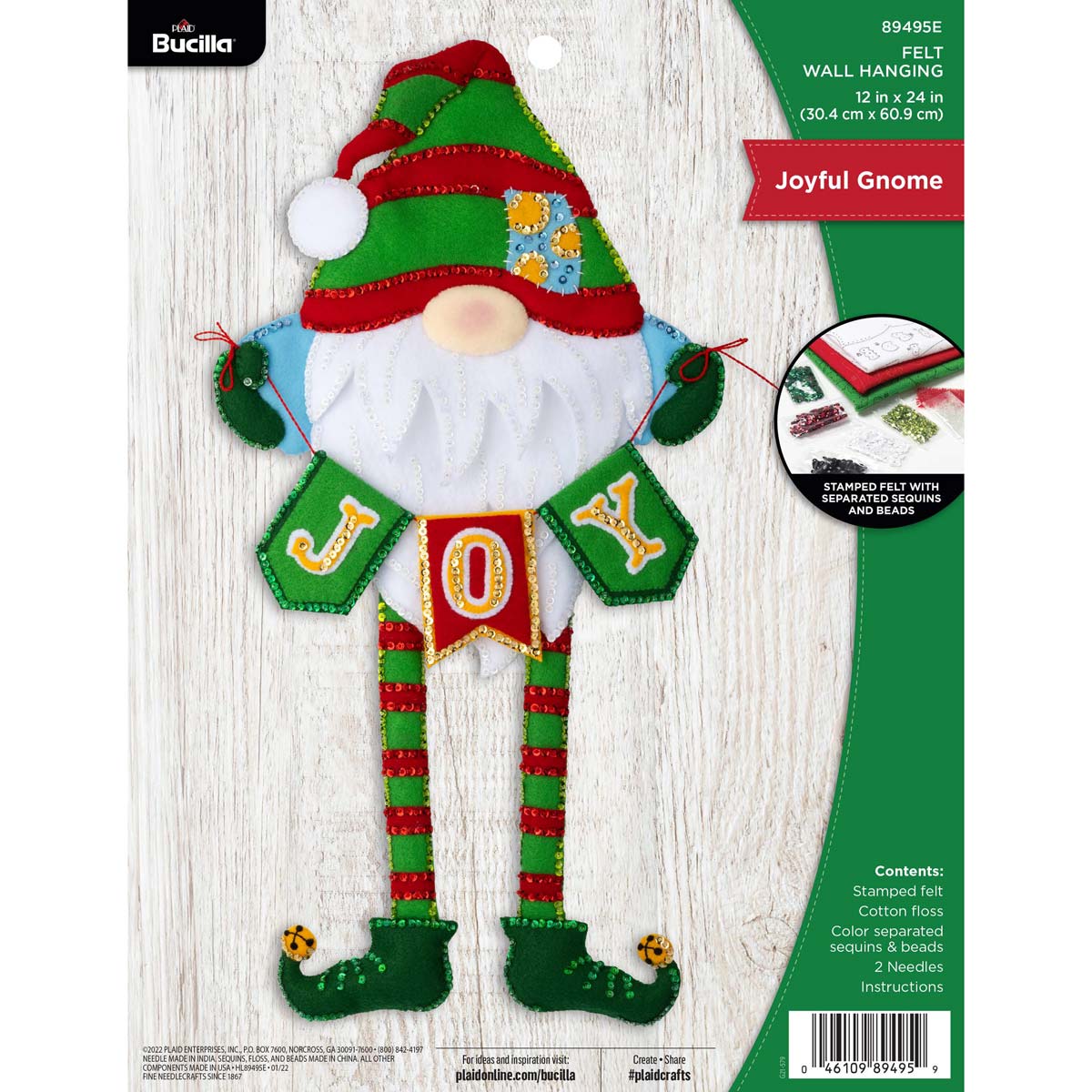 Shop Plaid Bucilla ® Seasonal - Felt - Home Decor - Joyful Gnome Wall  Hanging - 89495E - 89495E