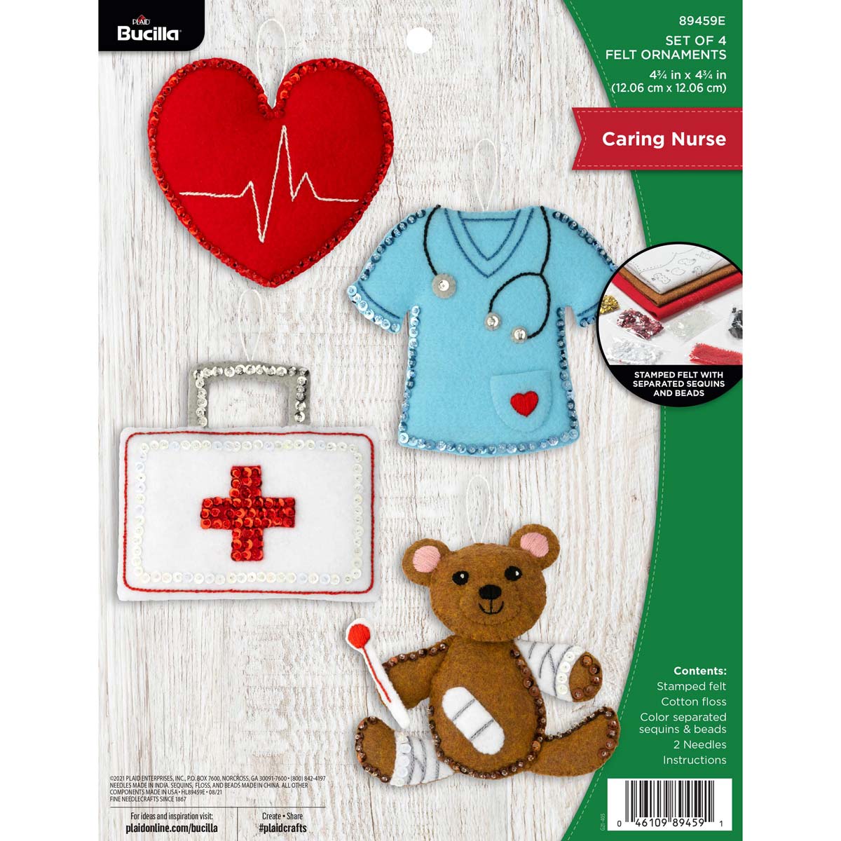 Shop Plaid Bucilla ® Seasonal - Felt - Ornament Kits - Caring Nurse -  89459E - 89459E