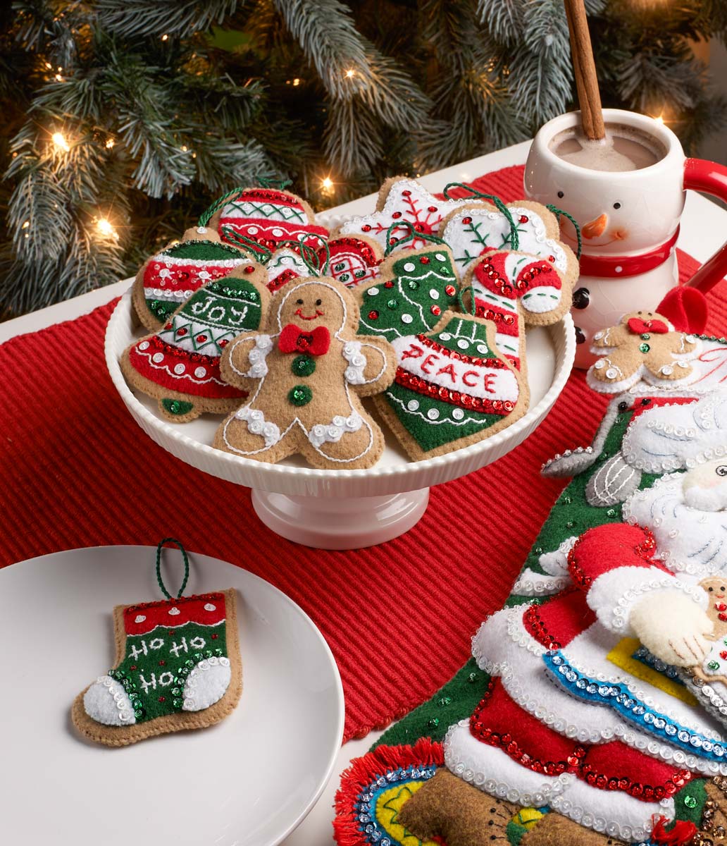 Shop Plaid Bucilla ® Seasonal - Felt - Ornament Kits - Gingerbread ...
