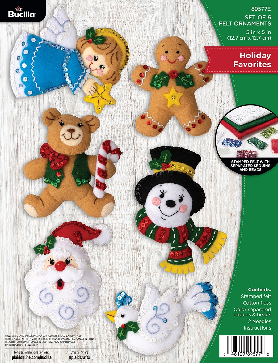 Shop Plaid Bucilla ® Seasonal - Felt - Ornament Kits - Holiday Favorites -  89577E - 89577E