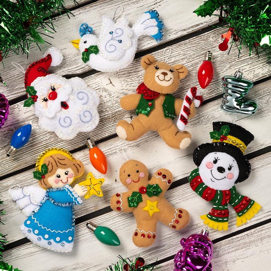 Shop Plaid Bucilla ® Seasonal - Felt - Ornament Kits - Feeling Lucky -  89277E - 89277E