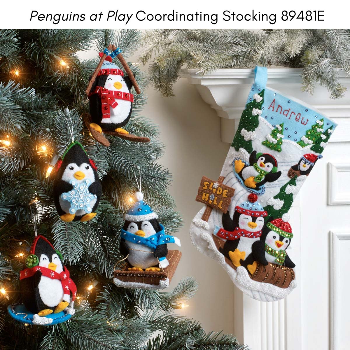 Bucilla Christmas Whimsey 6 Pce Felt Ornament Kit 86722 Snowman Santa  Penguin DIY 