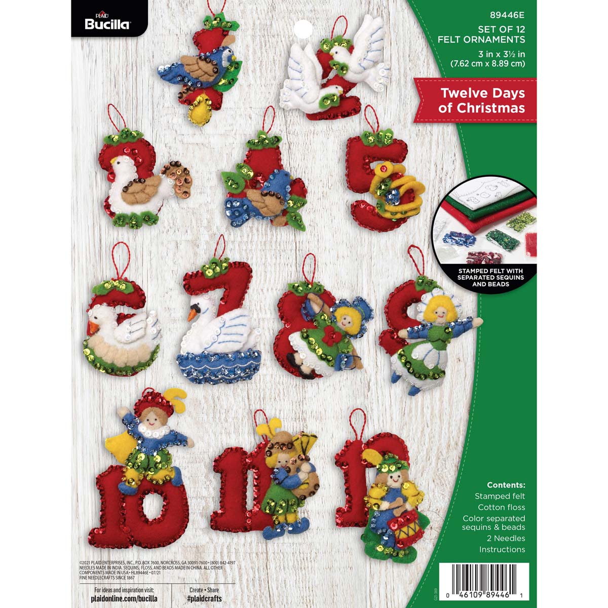 Shop Plaid Bucilla ® Seasonal - Felt - Ornament Kits - Twelve Days