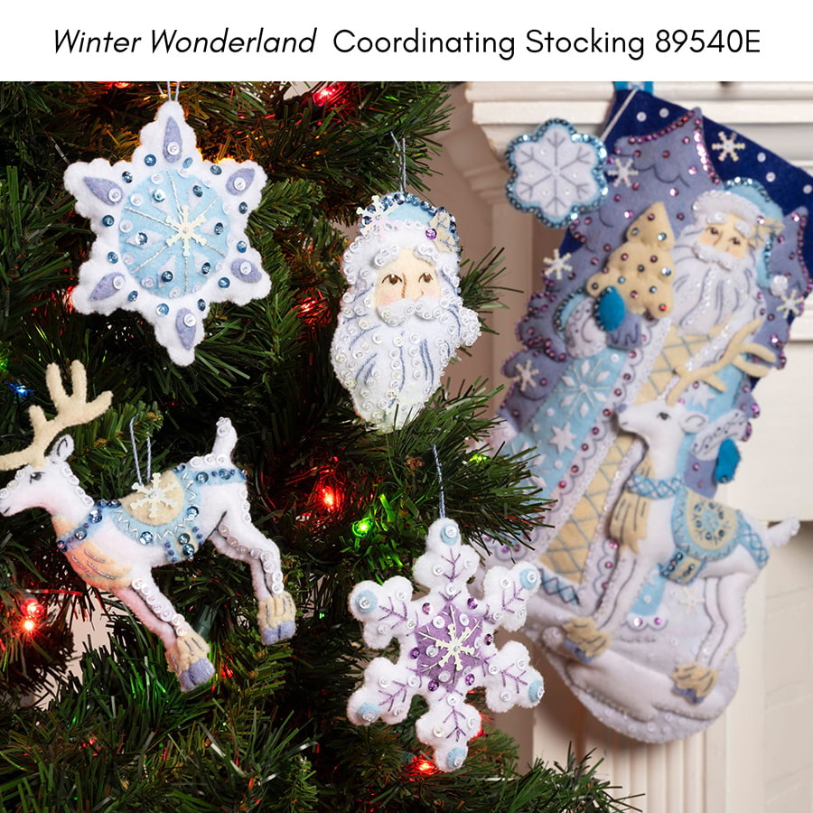 Shop Plaid Bucilla ® Seasonal - Felt - Ornament Kits - Merry Miniatures  Mini Tree Set 89653E - 89653E