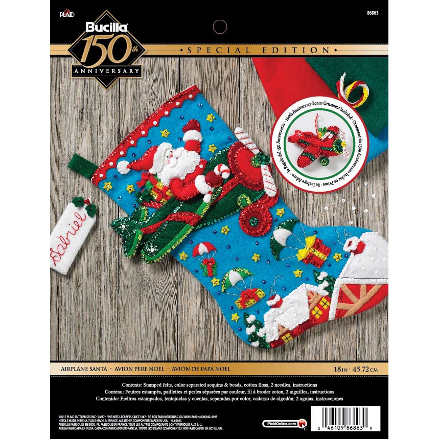 Shop Plaid Bucilla ® Seasonal - Felt - Stocking Kits - Airplane Santa -  86863 - 86863