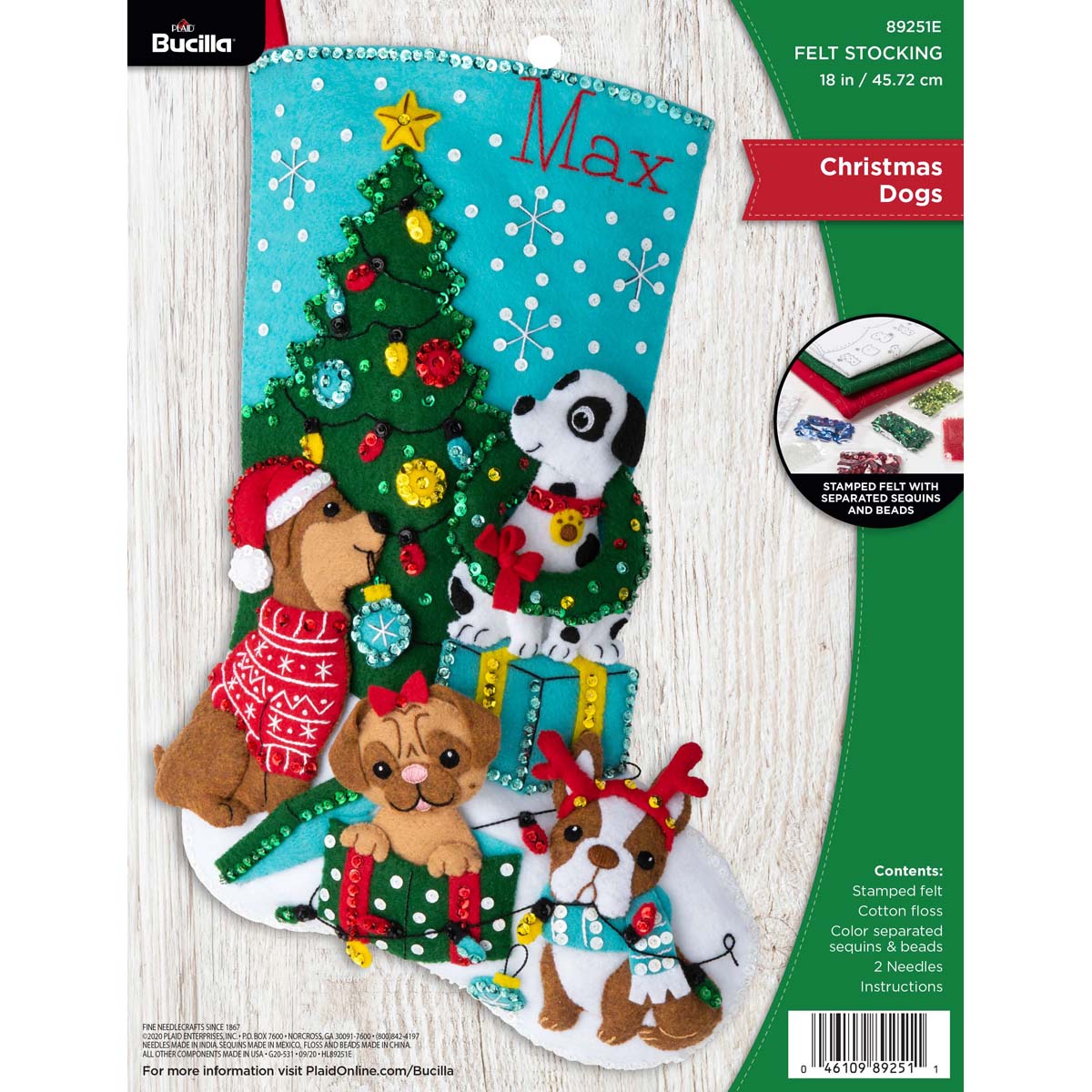 Shop Plaid Bucilla ® Seasonal - Felt - Stocking Kits - Christmas Dogs -  89251E - 89251E