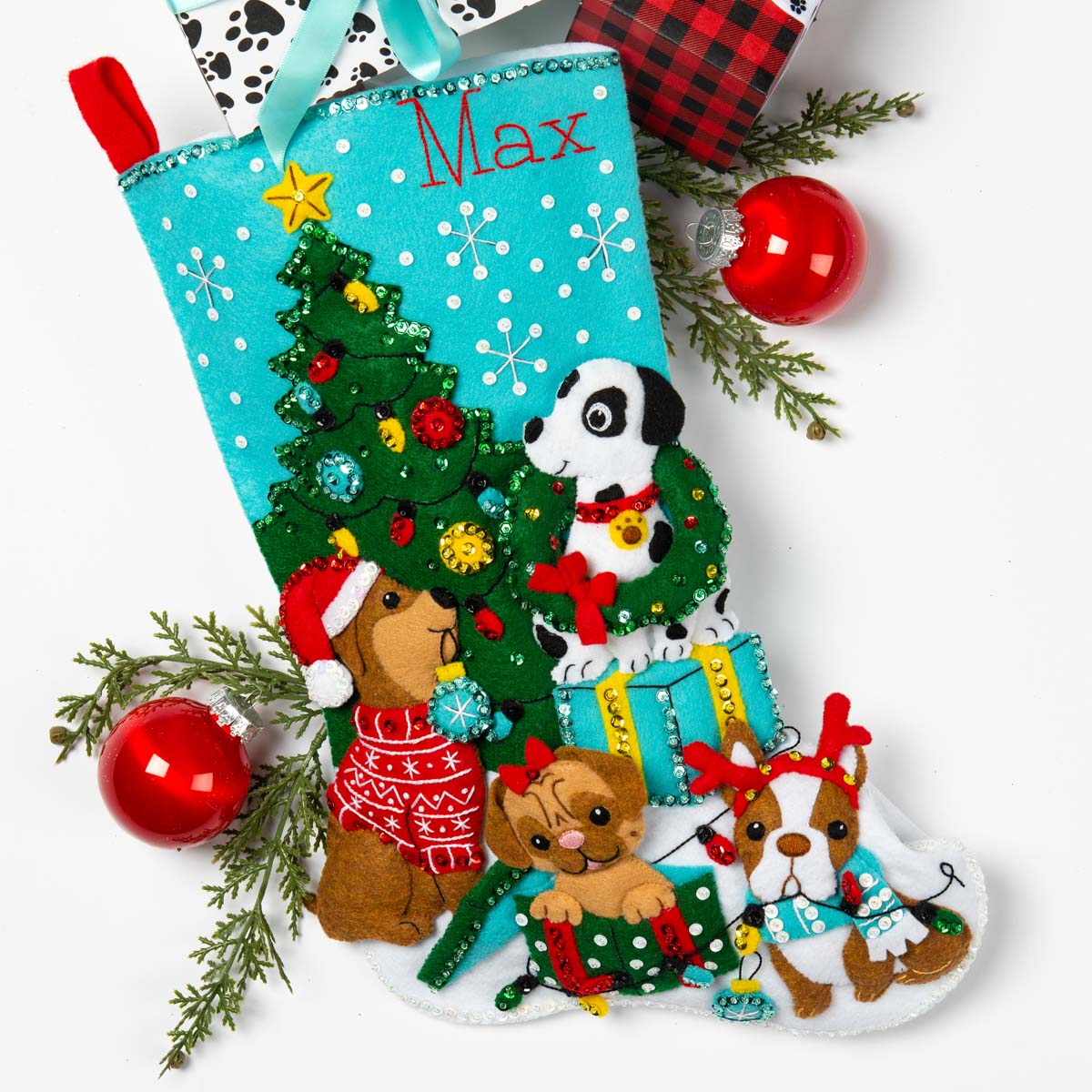 Shop Plaid Bucilla ® Seasonal Felt Stocking Kits Christmas Dogs