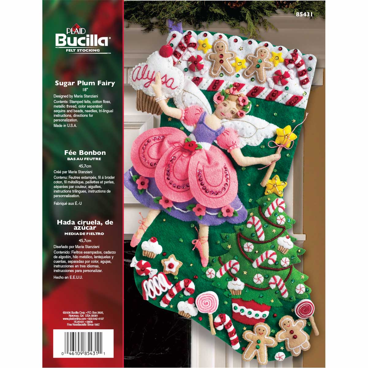 Bucilla Sugarland Fairy Felt Applique Stocking Kit