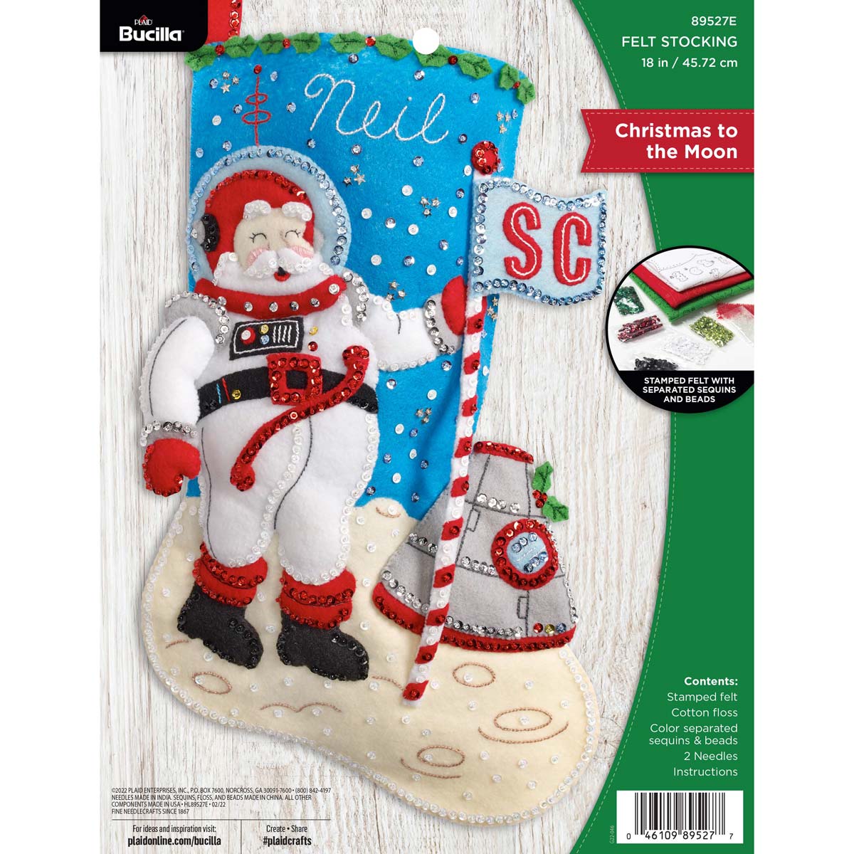 Shop Plaid Bucilla ® Seasonal - Felt - Stocking Kits - Christmas to the  Moon - 89527E - 89527E