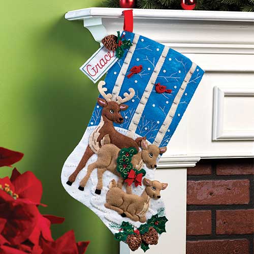 Bucilla Among the Animals 18 Felt Christmas Stocking Kit 84061 Santa, Deer  DIY 