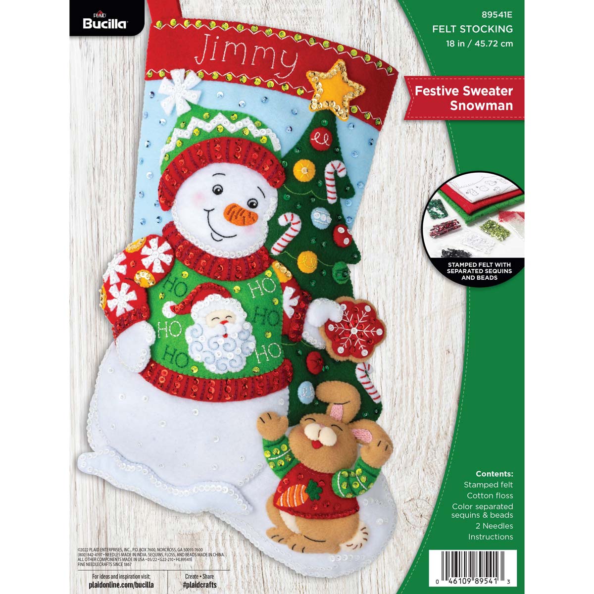 Bucilla Felt Applique 18 Christmas Stocking Kit, Sleigh Ride with Santa 