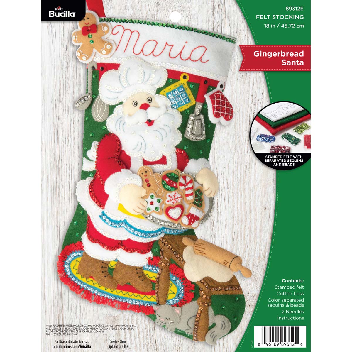 Shop Plaid Bucilla ® Seasonal - Felt - Stocking Kits - Gingerbread Santa -  89312E - 89312E