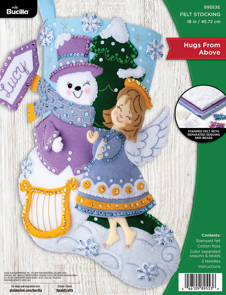 Woodland Snowman Felt Stocking Kit by Bucilla Plaid