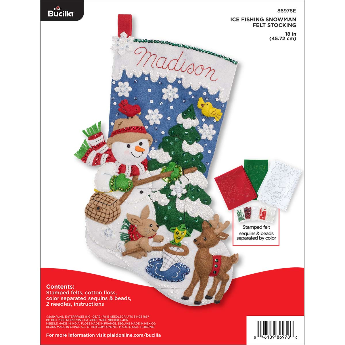 Shop Plaid Bucilla ® Seasonal - Felt - Stocking Kits - Ice Fishing Snowman  - 86978E - 86978E