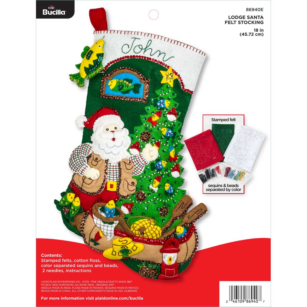 Shop Plaid Bucilla ® Seasonal - Felt - Stocking Kits - Lodge Santa