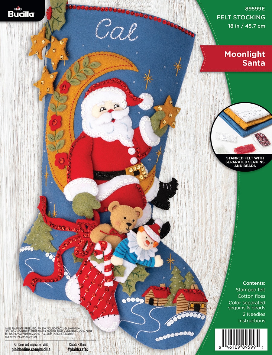 Shop Plaid Bucilla ® Seasonal - Felt - Stocking Kits - Moonlight Santa -  89599E - 89599E