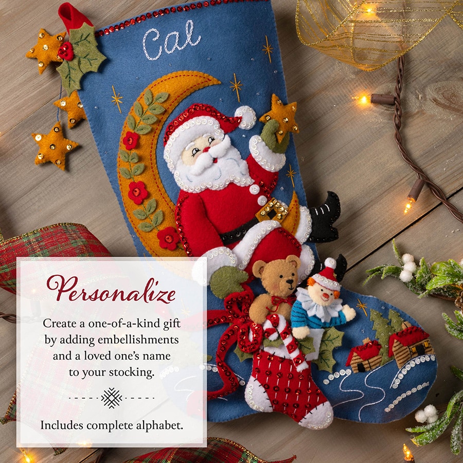 Plaid Bucilla Felt Stocking Kit Santas Coming To Town Kit Number 84941 -  Ruby Lane
