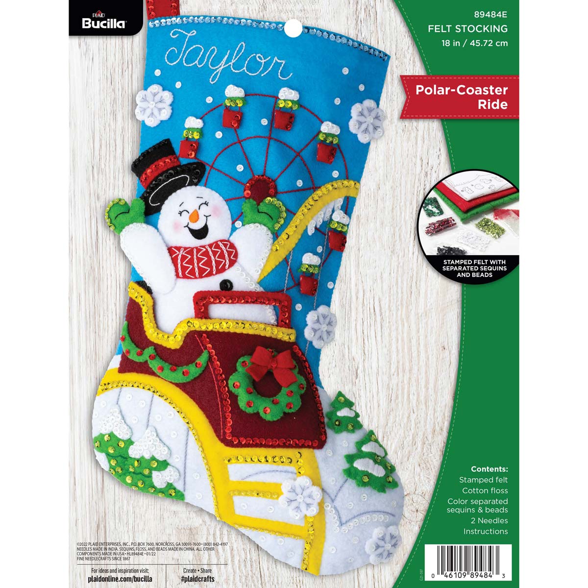 Bucilla Felt Stocking Applique Kit 18 Long-Gnome For Christmas