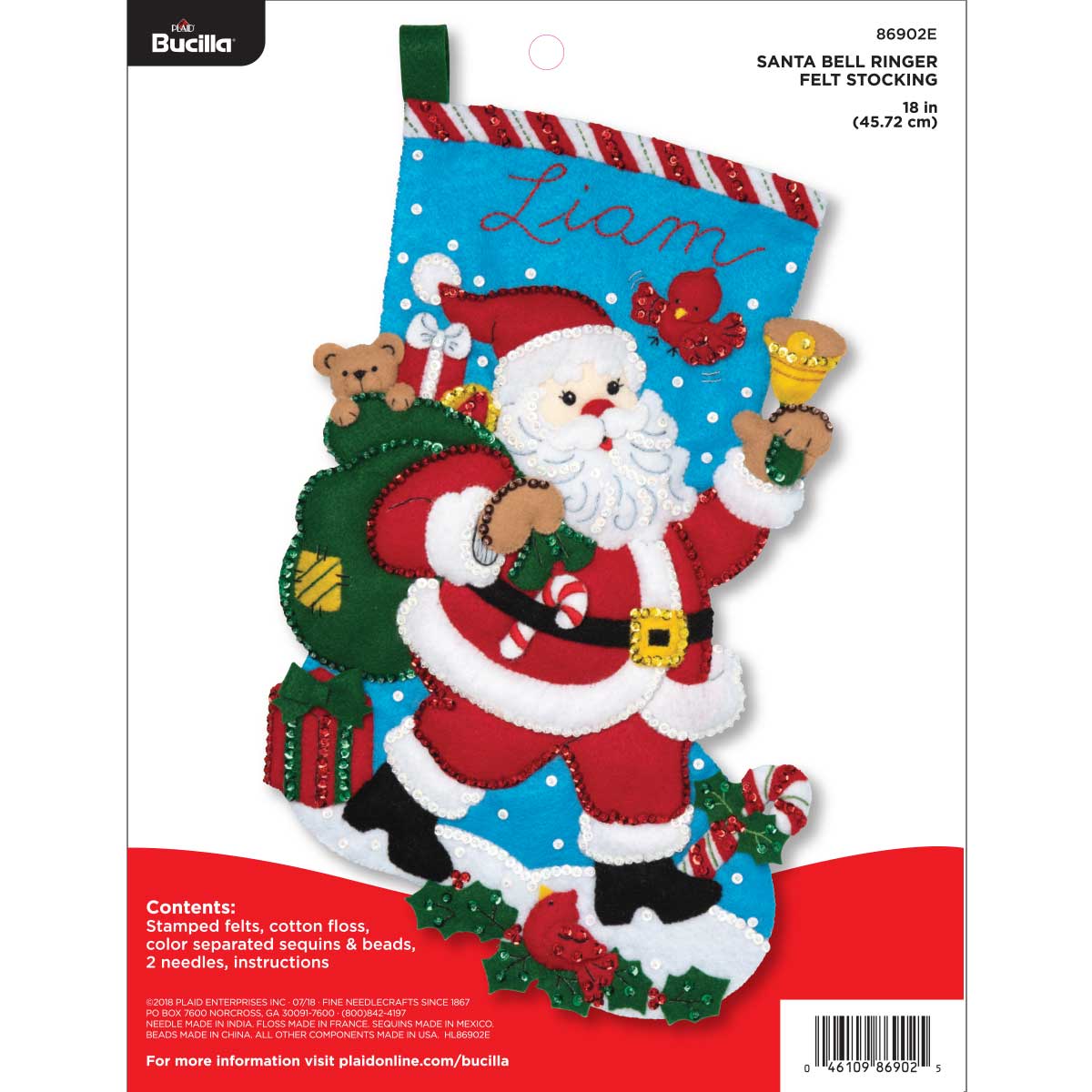 Bucilla Felt Applique 18 Stocking Making Kit, Ahoy Santa, Perfect for DIY  Arts and Crafts, 89466E