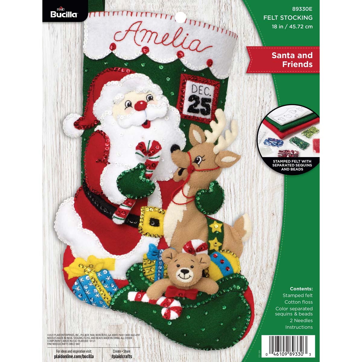 Bucilla Felt Applique Stocking Kit - Santa's Forest Family