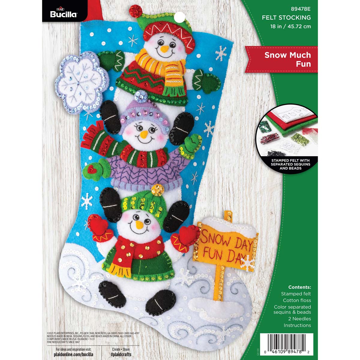 Bucilla Felt Applique Christmas Stocking Kit 18 Snowman and Puppies
